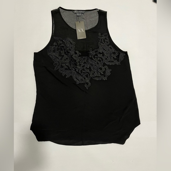 NWT - Armani Exchange lace appliqué blouse - size L - Picture 1 of 14